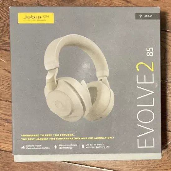 Jabra Evolve2 85 Wireless Bluetooth Headset USB-C UC Beige