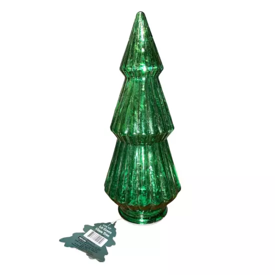 Christmas Mercury Pleated Glass Tabletop Light Up Tree Figurine Table Lamp Decor