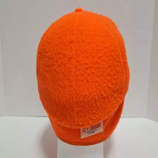 Vintage Hunt Ohio Blaze Hunter Orange Winter Hat Cap With Earflaps Mens Size XL