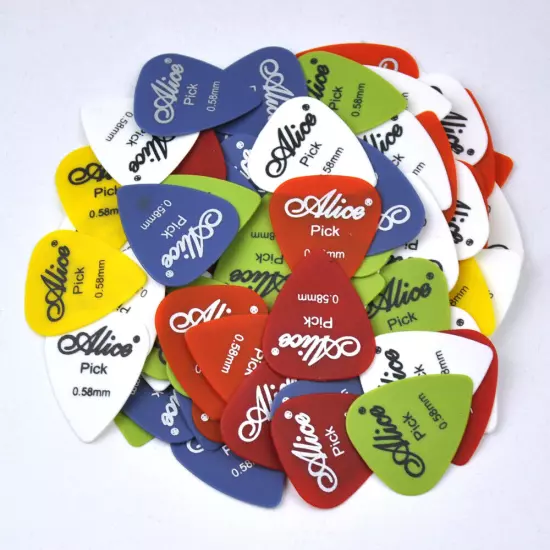 Lots of 100pcs Alice AP-F Matte Nylon Guitar Picks Multi Thickness Mixed Colors