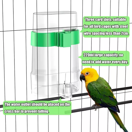 Bird Water Dispenser, Bird Cage Feeder, Parakeet Cage Accessories, 2 Pcs Automat