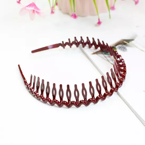 Women Non-Slip Resin Hair Comb Hairband Headband Hair Hoop With Teeth Headwear❉