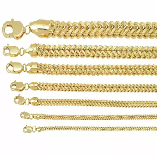 Brand New 10k Yellow Gold Franco Chain Necklace 1.5mm-6mm Sz 16"-40" Hollow