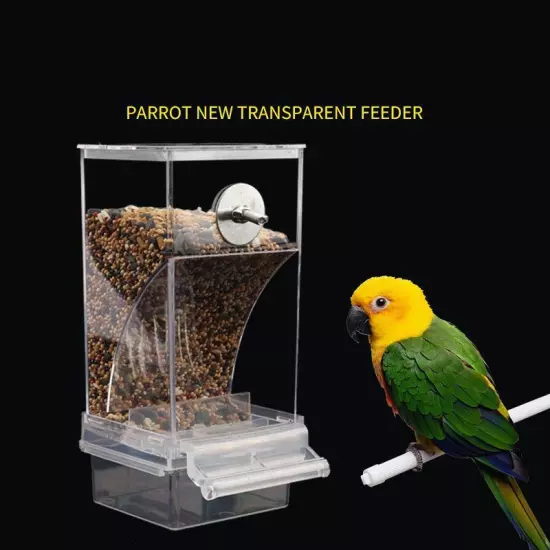 Automatic Parrot Feeder No Mess Bird Feeders Drinker Acrylic Seed Food Container