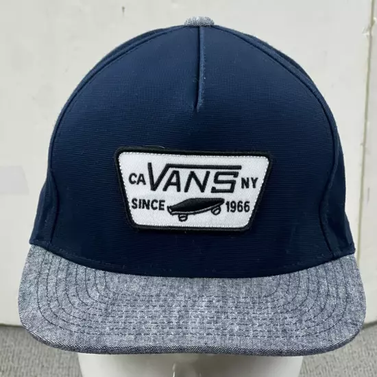 Vans Hat Mens Canvas Snap Back Cap OSFA Blue Skateboarding Patch Off The Wall