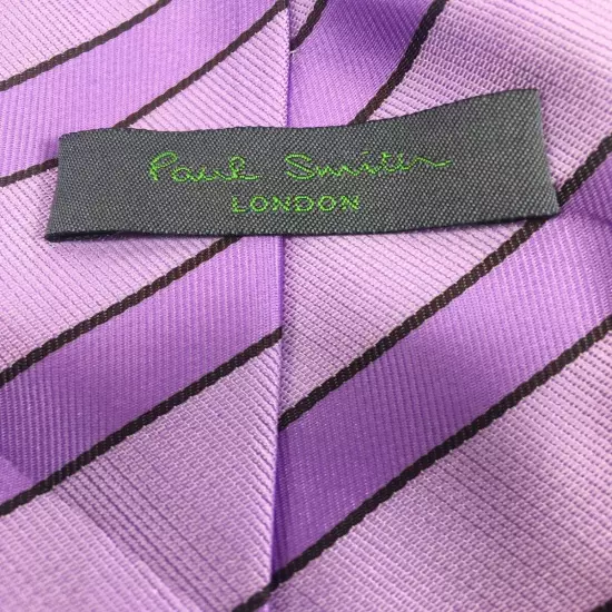 Paul Smith London Tie Purple Black Striped 100 Silk Handmade