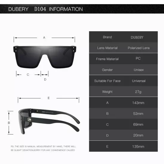 DUBERY Square Polarized Sport Sunglasses Men Women Fishing Driving Glasses UV400