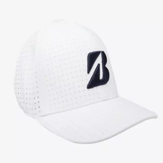 BRIDGESTONE GOLF TOUR B 2021 MEN'S DAY STRETCH ONE FIT CAP HAT WHITE/NAVY 20781