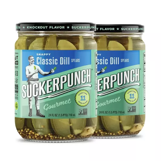 SuckerPunch Gourmet Classic Dill Pickle Spears 24 Ounce, 24 Fl Oz (Pack of 2) 