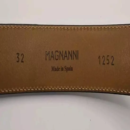 Magnanni TANNER Men’s Sz 32 Dark Brown Leather #1252 Dress Silver Buckle Belt