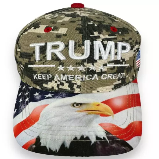 Donald Trump 45 Hat Keep America Great Bald Eagle US Flag Military Digital Camo