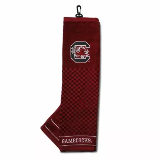 Team Golf NCAA Carolina Gamecock Embroidered Golf Towel Checkered Scrubber Fr BM