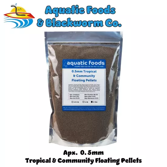 0.5mm Tropical & Community Floating Pellets for Tetras, Guppies, & Platys. WL