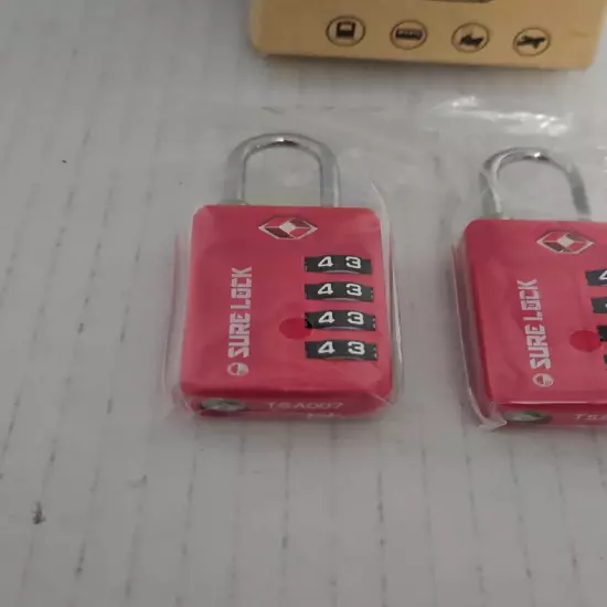 Lot Of 2 Sure Lock Travel Sentry TSA17021 Pink Suitcase Combination Locks