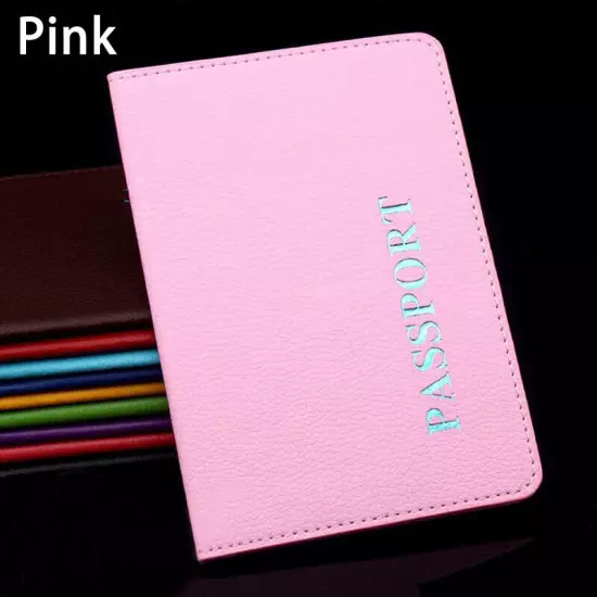 1PC PU Leather Passport Cover Case Holder Travel Purse ID Card Cover Solid Color