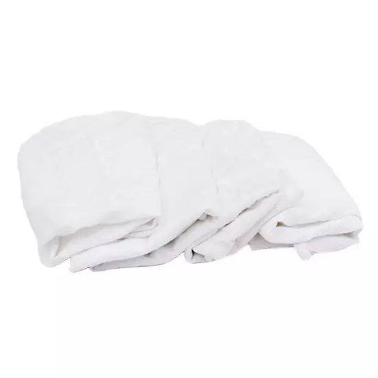 New White Knit T-Shirt Rags for Wiping - 40 lbs. Case 5x8 lbs. Compressed Boxes