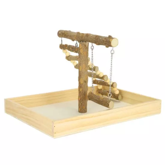 Natural Wood Bird Perch Stand Play Training Rack for Small Birds Activities