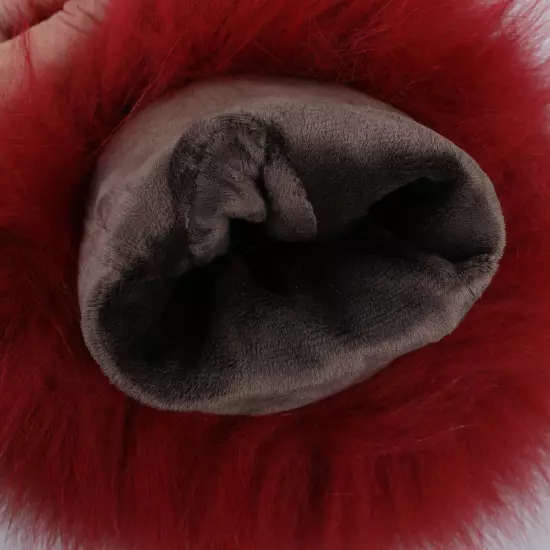 Women Genuine Lambskin Leather Gloves With Real Fox Fur Trim Cuff Winter Warm