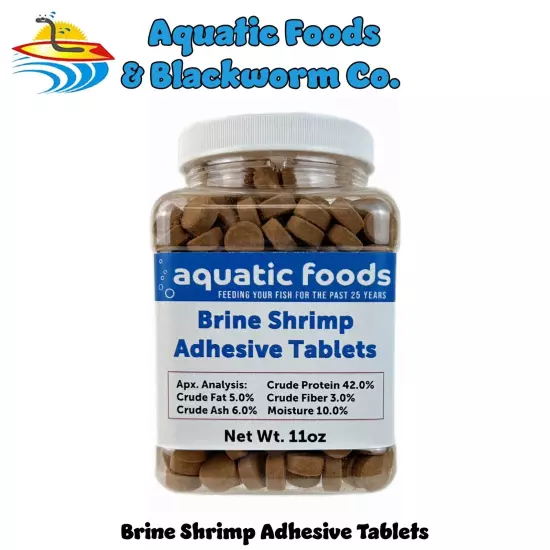 Brine Shrimp Adhesive Tablets for Oscars, Catfish, Cichlids, & All Fish. WL-JAR