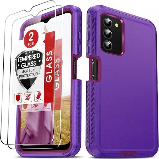 for Galaxy AO3S Phone Case: Samsung A03S Phone Case with [2 Pack] Purple