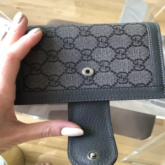 Gucci Gray Passport Holder With GG Monogram 