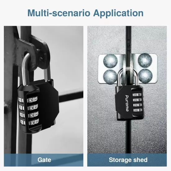 Puroma 2 Pack Combination Lock 4 Digit Locker Lock Outdoor Waterproof Padlock fo