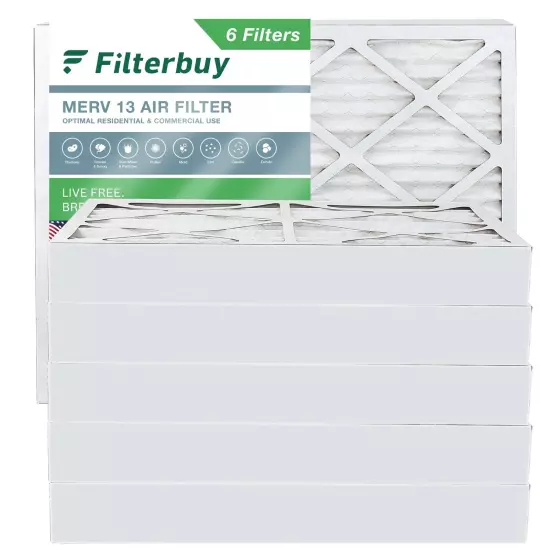 Filterbuy 20x25x4 Pleated Air Filters, Replacement for HVAC AC Furnace (MERV 13)