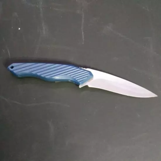 Old Timer Stainless Steel Fixed Blade Knife With Sheath blue Abs Handle 7.5"