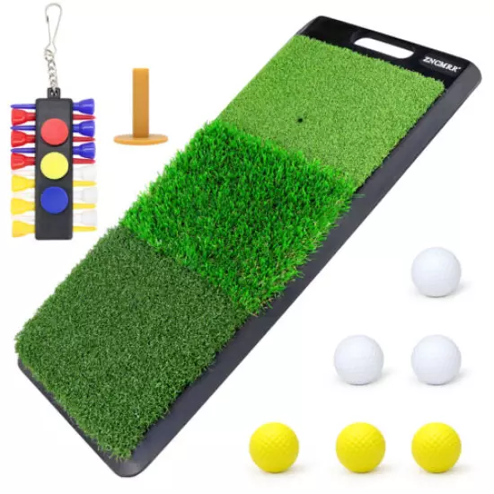 Golf Mat Practice Tri-Turf With 6 Balls Hitting Training Indoor Outdoor 25"x12"