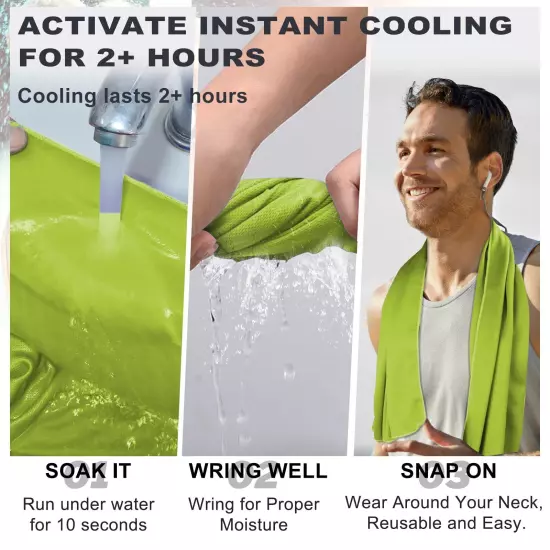 Cooling Towels 43.3" x 15.7" Green - Ice Towel, Sweat Towel, Cooling Towels f...