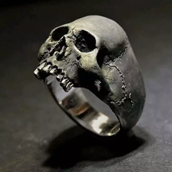 Black Horror Skull Ring Men's Jewelry Vintage Punk Biker Ring Males' Gift