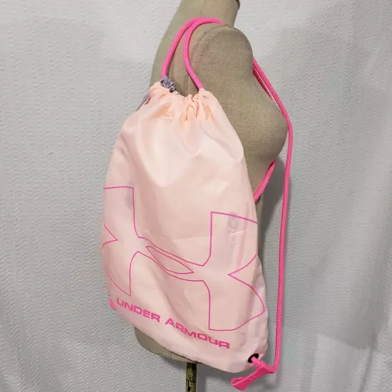 Under Armour Sackpack Drawstring Backpack Logo Gym Bag Pink & Gray-blue