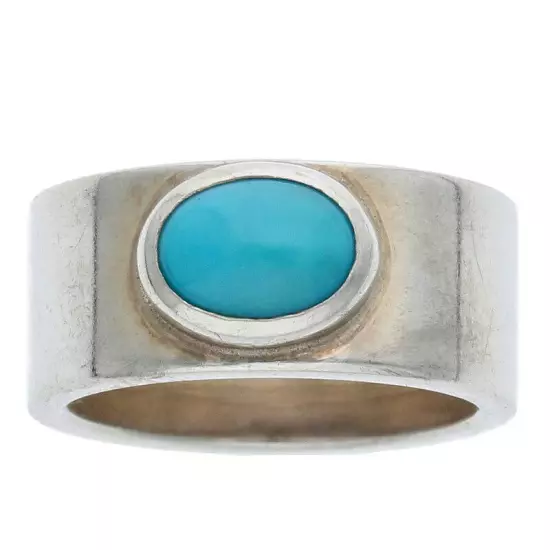 goro's JP Size 7 Flat Ring With Turquoise Silver Blue 7.72G Harajuku Japan