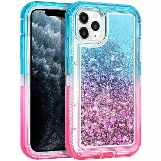 Shockproof Case For iPhone 15 14 13 12 11 Pro Max XR 8 Plus Liquid Glitter Cover