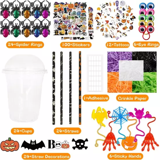 Halloween Party Favors, 24 Pack Kids Cups Bulk, 292 Pcs Toys for Trick... 