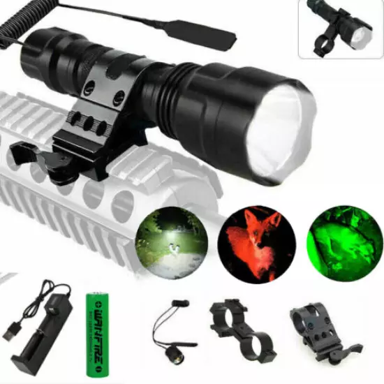 Long Range Red/Green Light LED Varmint Predator Coyote Hog Hunting Flashlight US