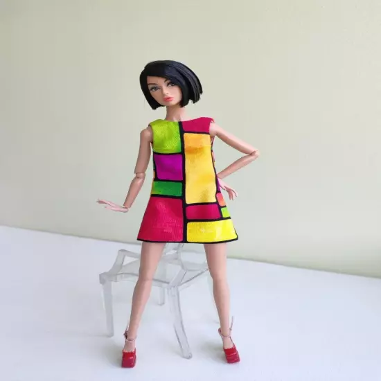  Yellow And Red Color Block dress for Poppy Parker, Nu face, Nippon by Olgaomi