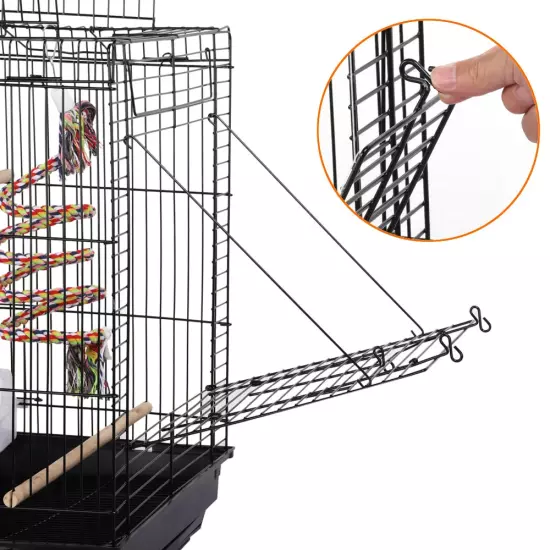 Alden Design 22.8"H Metal Open Top Cage Bird Cage with Play Top Stand, Black