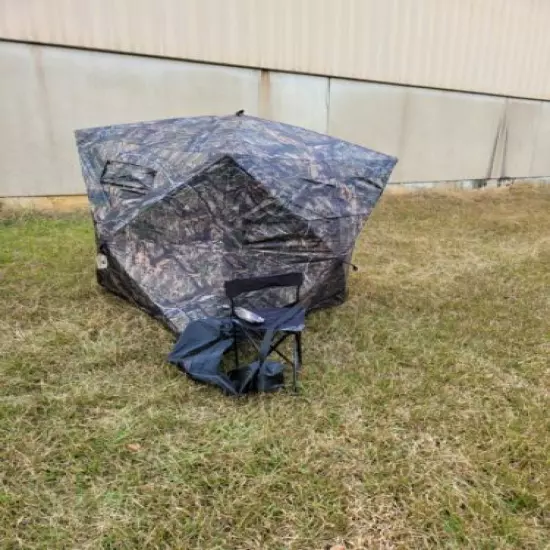 Sports Afield 180 Degree See Through Mossy Oak Camo Ground Blind w/ Chair 