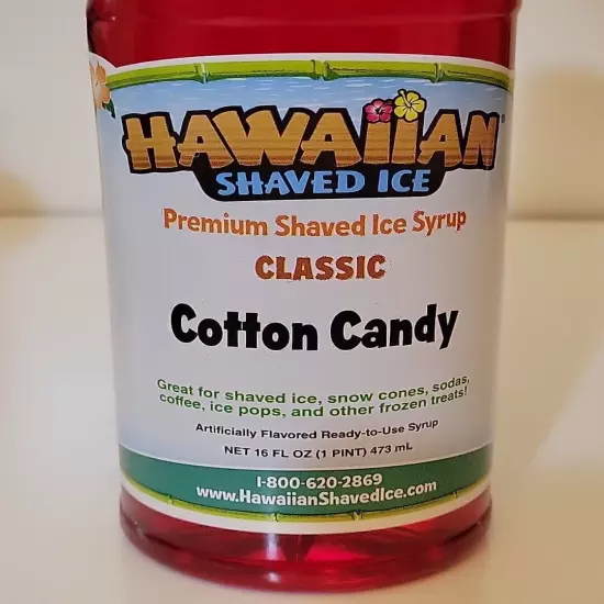 Hawaiian Shaved Ice Syrup Cherry Piña Colada Cotton Candy 16 Oz. 3 Ct. Bottles