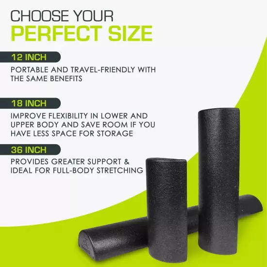 ProsourceFit High Density Foam Rollers 18 - inches Long. Firm Full Body Athle...