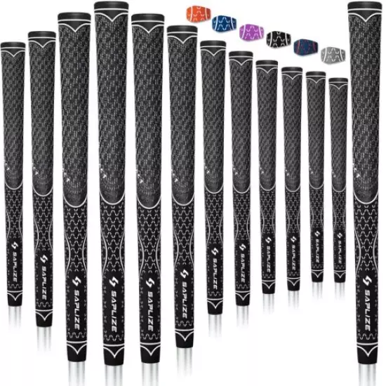 Multi-compound Hybrid Golf Club Grips, 13 Grips with 15 Tapes, Standard/Midsize