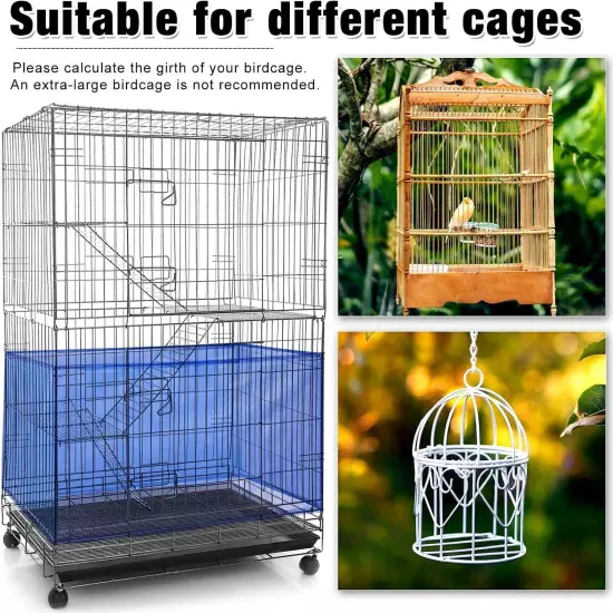 Bird Cage Cover, Ventilated Nylon Bird Cage Cover Shell Skirt Seed Catcher So...