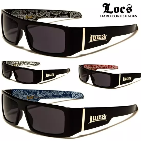 Locs Sunglasses - Square Wrap Around Frame - Bandanna Print UV 400 Protection