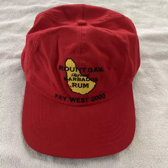 Mount Gay Rum Bardados Hat Cap Key West 2000 Red Adjustable