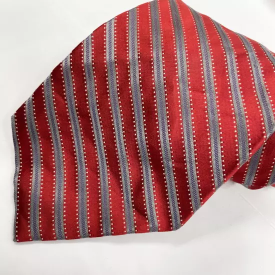 Apt. 9 Red Silver Striped Regimental Repp Silk Tie 3.8" x 57"