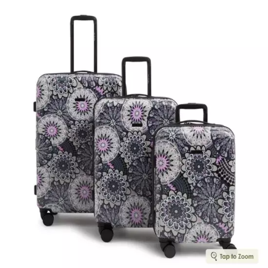 Vera Bradley Hardside 3 Pc. Luggage Set Travel Carry On Mimosa Medallion Gray