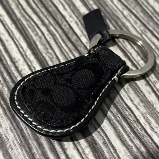 COACH Black Key Ring Fob Signature C Monogram Logo Canvas Jacquard Leather New