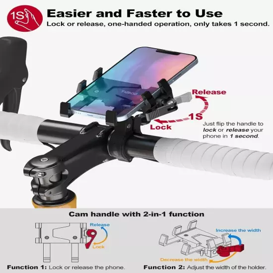 Lightweight Motorcycle Cell Phone Holder - Versatile for 4.5-7 Inch Smartphones