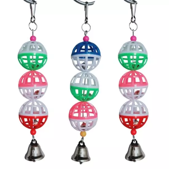 Colorful Pet Bird Chew Cage Toy for Parrot with Bells